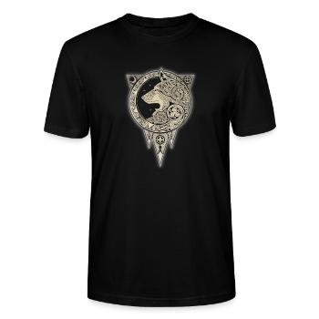 Cheval Celtique Doré sur Fond Noir - T-shirt bio CRAFTER Stanley Stella Unisexe - noir - Devant - Alina (178cm) & Michal (187cm)