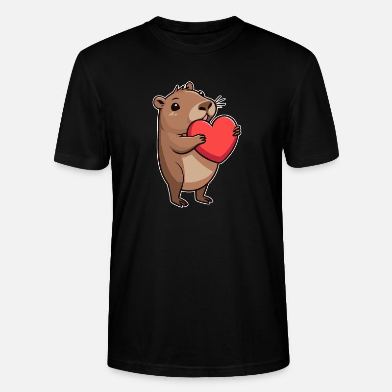 Capybara avec coeur Saint-Valentin - T-shirt bio CRAFTER Stanley Stella Unisexe - noir