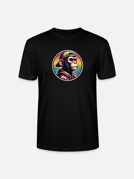 Monkey Hoodie Cap Rainbow - Stanley/Stella CRAFTER Unisex Organic T-Shirt - black