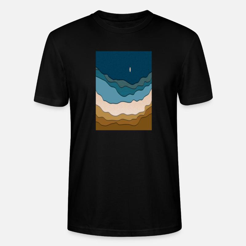 Abstraktes Strand-Design - Surfboard im Ozean - Stanley/Stella Unisex Bio-T-Shirt CRAFTER - Schwarz