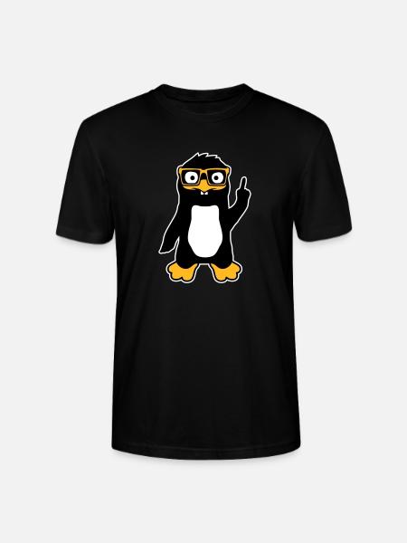 Pingvin Nørd briller Pegefinger selvtilfreds Lus - Stanley Stella CRAFTER unisex økologisk-T-shirt - sort