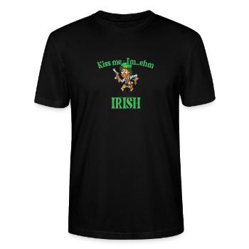 Embrasse-moi je suis irlandais drôle redneck Saint-Patrick - T-shirt bio CRAFTER Stanley Stella Unisexe - noir - Devant - Alina (178cm) & Michal (187cm)