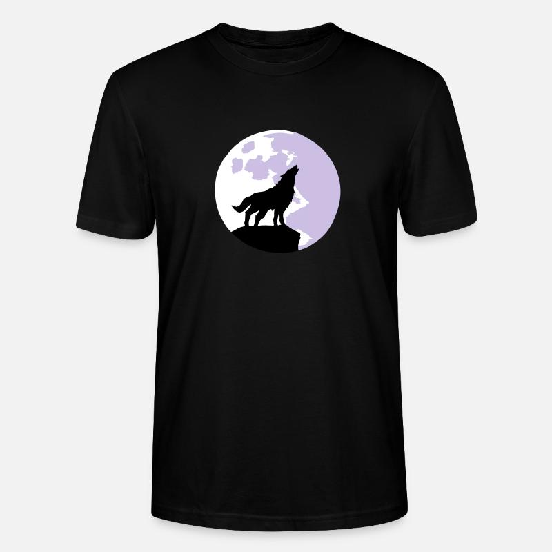 wolf and full moon - T-shirt bio CRAFTER Stanley Stella Unisexe - noir