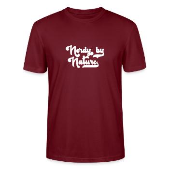 Nerd Nerdy By Nature - Stanley/Stella CRAFTER Unisex Organic T-Shirt - burgundy - Front - Alina (178cm) & Michal (187cm)