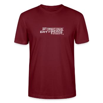 INTERNATIONAL DAY OF PEACE - Stanley/Stella CRAFTER Unisex Organic T-Shirt - burgundy - Front - Alina (178cm) & Michal (187cm)