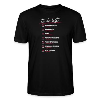 To Do Liste Christlich - Stanley/Stella Unisex Bio-T-Shirt CRAFTER - Schwarz - Vorne - Alina (178cm) & Michal (187cm)