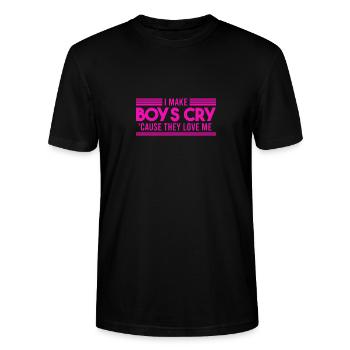 Feminist I Make Boys Cry Confidence - Stanley/Stella Unisex Bio-T-Shirt CRAFTER - Schwarz - Vorne - Alina (178cm) & Michal (187cm)