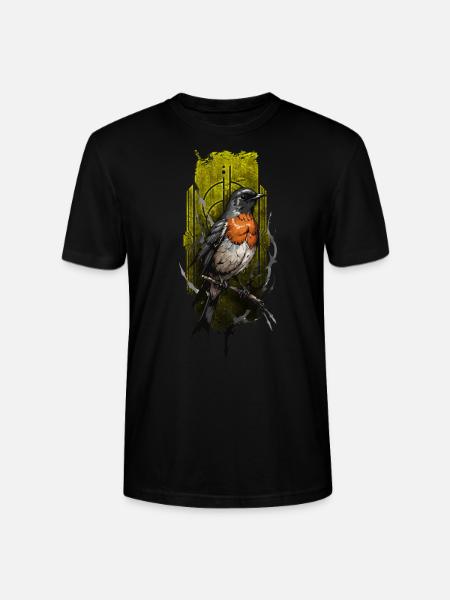 European Robin (Erithacus rubecula) - Stanley/Stella CRAFTER Unisex Organic T-Shirt - black