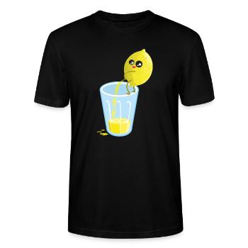 Zitrone pinkelt Limonade - Stanley/Stella Unisex Bio-T-Shirt CRAFTER - Schwarz - Vorne - Alina (178cm) & Michal (187cm)