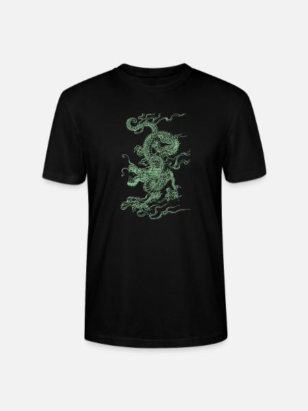 Green Chinese dragon - Stanley/Stella CRAFTER Unisex Organic T-Shirt - black