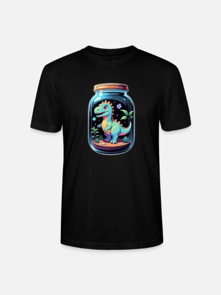 Dinosaur in a Cartoon Jar - Stanley/Stella CRAFTER Unisex Organic T-Shirt - black