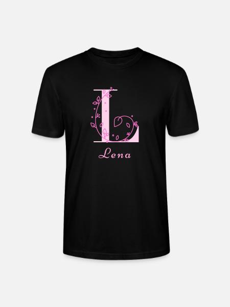 LENA Namensshirt Blumen Buchstabe Damen - Stanley/Stella Unisex Bio-T-Shirt CRAFTER - Schwarz