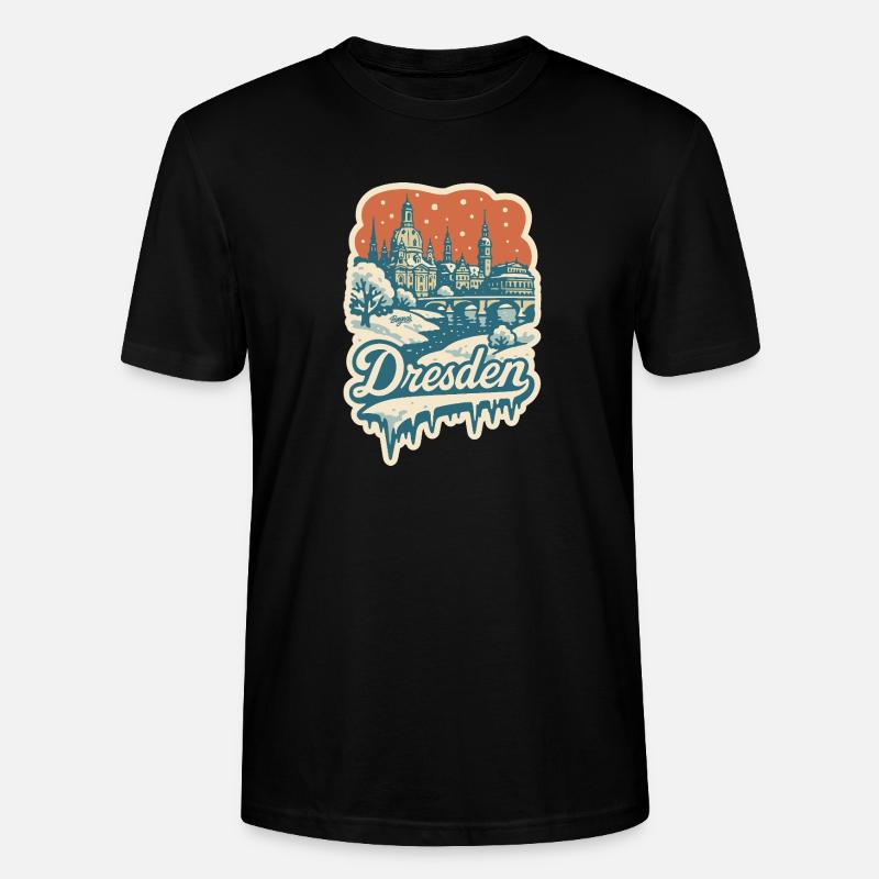 Dresden im verschneiten Winterzauber - Stanley/Stella Unisex Bio-T-Shirt CRAFTER - Schwarz