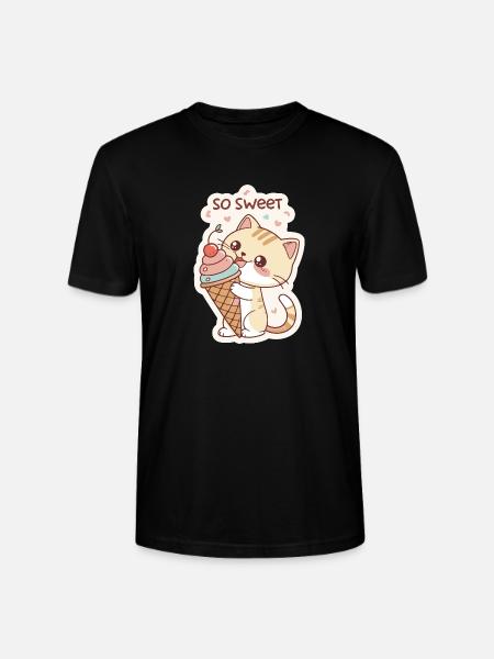 Gourmet cat and pastel cone - Stanley/Stella CRAFTER Unisex Organic T-Shirt - black