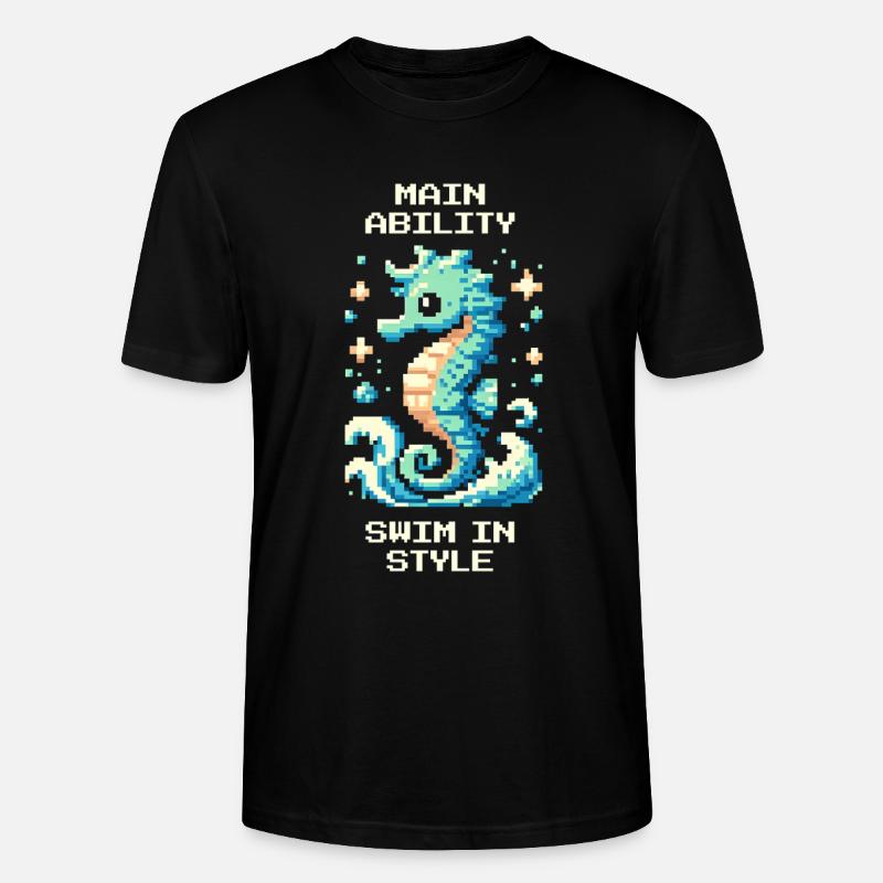 Capacité principale : Nager avec style | Hippocampe - T-shirt bio CRAFTER Stanley Stella Unisexe - noir