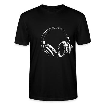 Kopfhörer - Musik - Musik hören - Stanley/Stella Unisex Bio-T-Shirt CRAFTER - Schwarz - Vorne - Alina (178cm) & Michal (187cm)