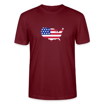 Stars and Stripes of USA, United States of America - T-shirt bio CRAFTER Stanley Stella Unisexe - bordeaux - Devant - Alina (178cm) & Michal (187cm)