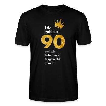 90 Jahre Gold Geburtstag - Stanley/Stella Unisex Bio-T-Shirt CRAFTER - Schwarz - Vorne - Alina (178cm) & Michal (187cm)
