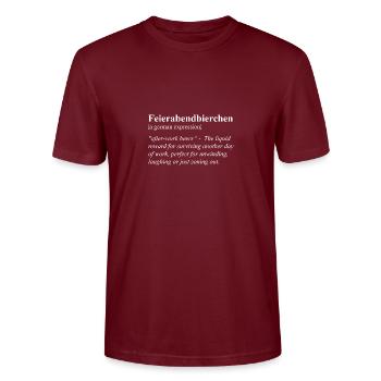 Feierabendbierchen Funny German idiom - Stanley/Stella CRAFTER Unisex Organic T-Shirt - burgundy - Front - Alina (178cm) & Michal (187cm)