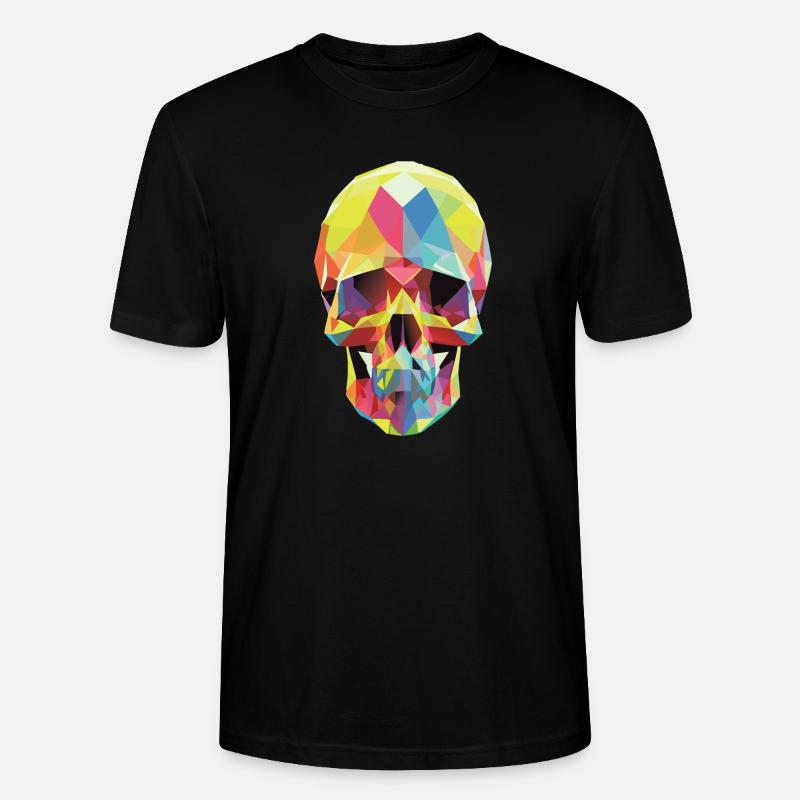 Crâne Low Poly - T-shirt bio CRAFTER Stanley Stella Unisexe - noir