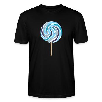 Blue lollipop with stalk - Stanley/Stella CRAFTER Unisex Organic T-Shirt - black - Front - Alina (178cm) & Michal (187cm)