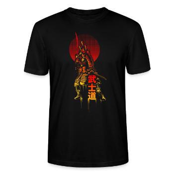Samurai - Stanley/Stella Unisex Bio-T-Shirt CRAFTER - Schwarz - Vorne - Alina (178cm) & Michal (187cm)