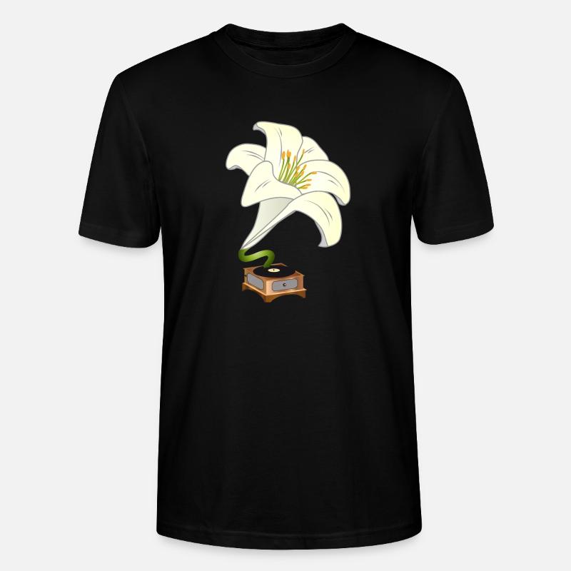 Lilie als Grammophon – Nostalgisches Blumendesign - Stanley/Stella Unisex Bio-T-Shirt CRAFTER - Schwarz