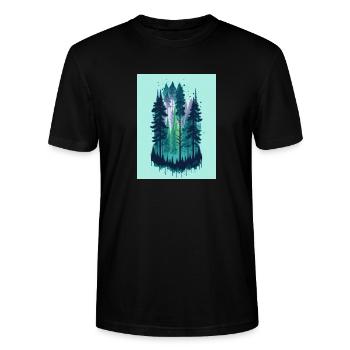 pine forest landscape - Stanley/Stella CRAFTER Unisex Organic T-Shirt - black - Front - Alina (178cm) & Michal (187cm)