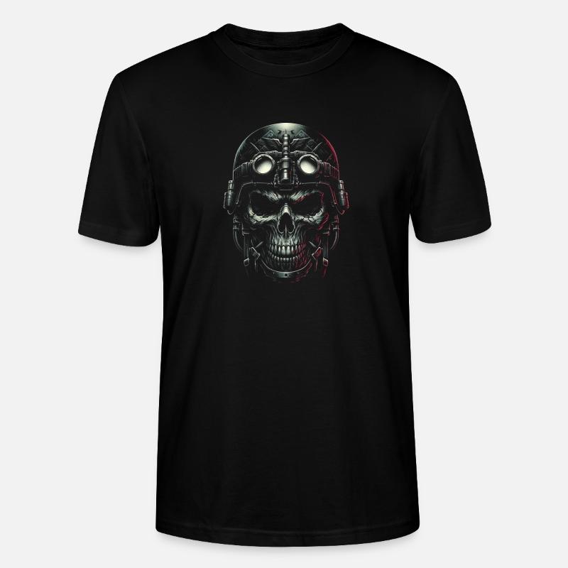 Aviator Skull Pilot - Stanley/Stella CRAFTER Unisex Organic T-Shirt - black
