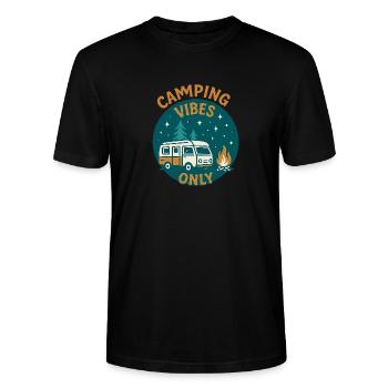 Camping Vibes Only - Freizeit Design - Stanley/Stella Unisex Bio-T-Shirt CRAFTER - Schwarz - Vorne - Alina (178cm) & Michal (187cm)