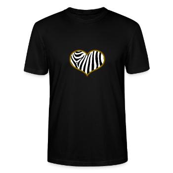 Zebra heart gift stripes Christmas kids - Stanley/Stella CRAFTER Unisex Organic T-Shirt - black - Front - Alina (178cm) & Michal (187cm)