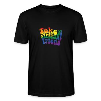 Token Straight Friend LGBTQ Proud Ally Gay Pride - Stanley/Stella Unisex Bio-T-Shirt CRAFTER - Schwarz - Vorne - Alina (178cm) & Michal (187cm)