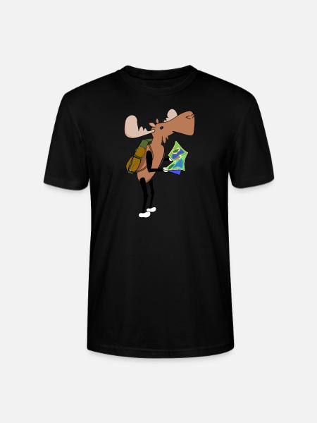 Moose Comic Hiking Map - Stanley/Stella CRAFTER Unisex Organic T-Shirt - black