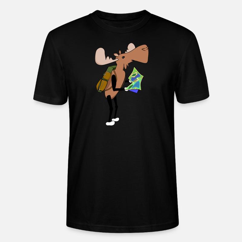 Moose Comic Hiking Map - Stanley/Stella CRAFTER Unisex Organic T-Shirt - black