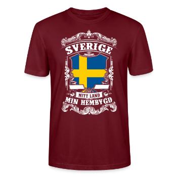 Sverige - Sweden - Schweden - Stanley/Stella Unisex Bio-T-Shirt CRAFTER - Burgunderrot - Vorne - Alina (178cm) & Michal (187cm)