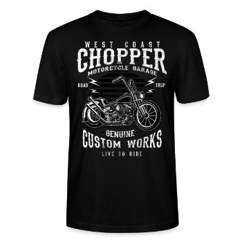 ROAD TRIP CHOPPER - Motorrad Chopper Shirt Motiv - Stanley/Stella Unisex Bio-T-Shirt CRAFTER - Schwarz - Vorne - Alina (178cm) & Michal (187cm)