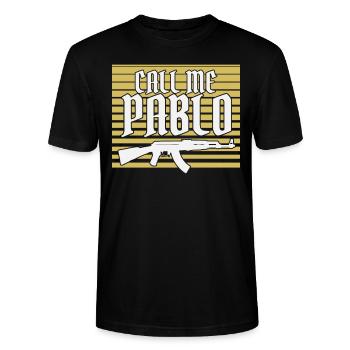 Pablo Escobar "Call me Pablo" - Stanley/Stella Unisex Bio-T-Shirt CRAFTER - Schwarz - Vorne - Alina (178cm) & Michal (187cm)