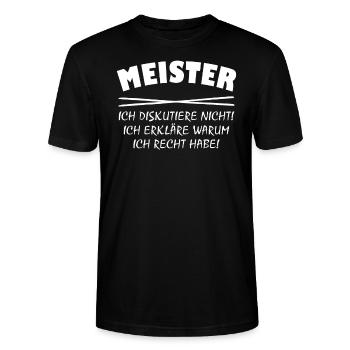 Ein Industriemeister hat immer Recht - Stanley/Stella Unisex Bio-T-Shirt CRAFTER - Schwarz - Vorne - Alina (178cm) & Michal (187cm)