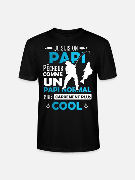 Papi Pêcheur / Cadeau Pêche / Grand-Père - T-shirt bio CRAFTER Stanley Stella Unisexe - noir