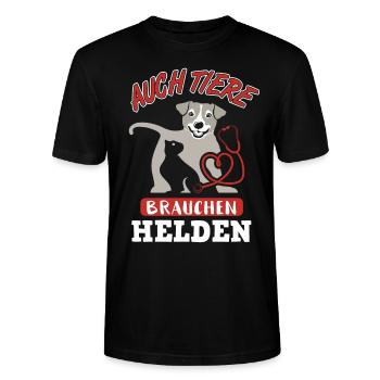 Tierarzt Tierärztin Tierarzthelferin Veterinär - Stanley/Stella Unisex Bio-T-Shirt CRAFTER - Schwarz - Vorne - Alina (178cm) & Michal (187cm)