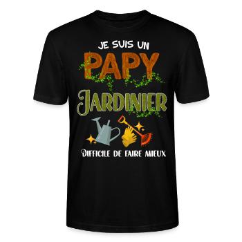 Papy jardinier parfait, cadeau papy - T-shirt bio CRAFTER Stanley Stella Unisexe - noir - Devant - Alina (178cm) & Michal (187cm)