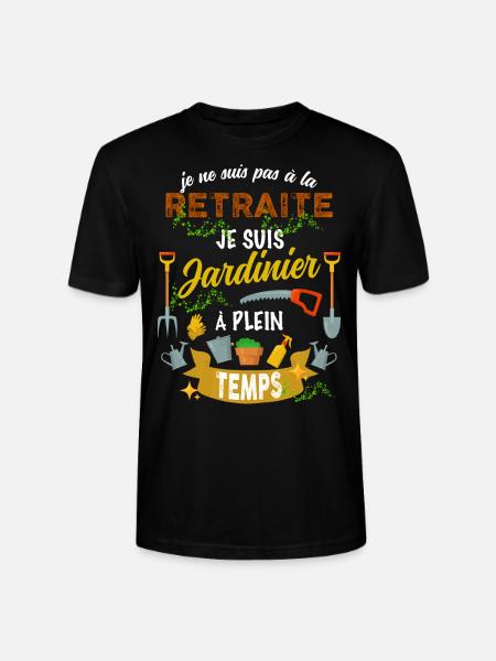 4 - t-shirt jardinier à plein temps.png - T-shirt bio CRAFTER Stanley Stella Unisexe - noir