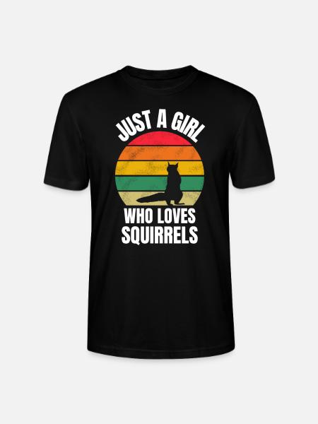 Waldbewohner Mädchen Geschenk Retro Eichhörnchen - Stanley/Stella Unisex Bio-T-Shirt CRAFTER - Schwarz