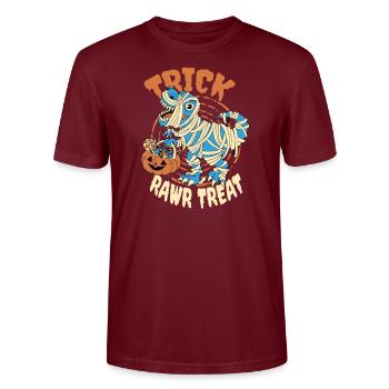 Halloween Dinosaur Trick Rawr Treat - T-shirt bio CRAFTER Stanley Stella Unisexe - bordeaux - Devant - Alina (178cm) & Michal (187cm)