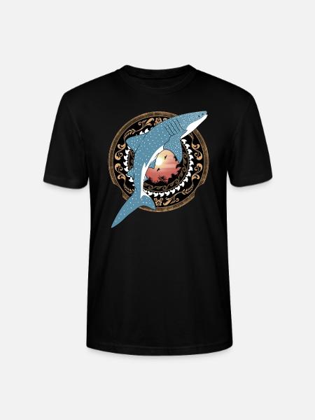 Whale Shark Hawaiian - Stanley/Stella CRAFTER Unisex Organic T-Shirt - black