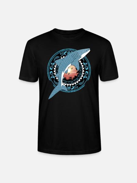 Whale Shark Hawaiian - Stanley/Stella CRAFTER Unisex Organic T-Shirt - black