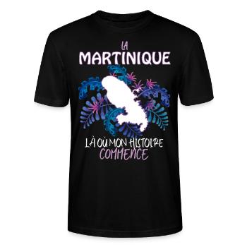La Martinique CItation HIstoire et Passion - T-shirt bio CRAFTER Stanley Stella Unisexe - noir - Devant - Alina (178cm) & Michal (187cm)