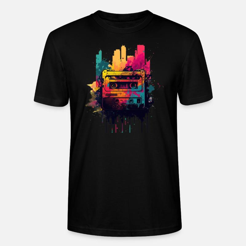 Retro Mixtape - Stanley/Stella Unisex Bio-T-Shirt CRAFTER - Schwarz