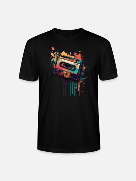 Retro Mixtape - Stanley/Stella Unisex Bio-T-Shirt CRAFTER - Schwarz