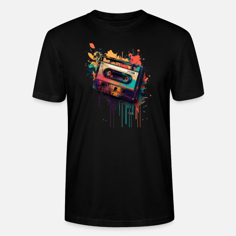 Retro Mixtape - Stanley/Stella Unisex Bio-T-Shirt CRAFTER - Schwarz